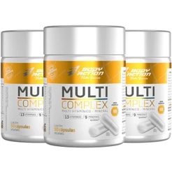 Kit 3x Multivitamínico Multicomplex Total 180 Caps - 6 Meses Bodyaction