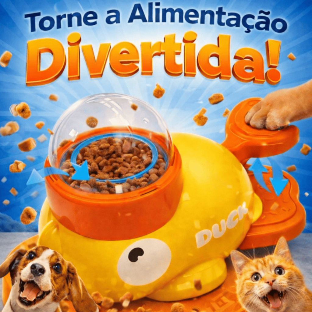 Brinquedo Pato Dispenser de Petiscos – Interativo para Cachorros e Gatos, Presente Pet Divertido