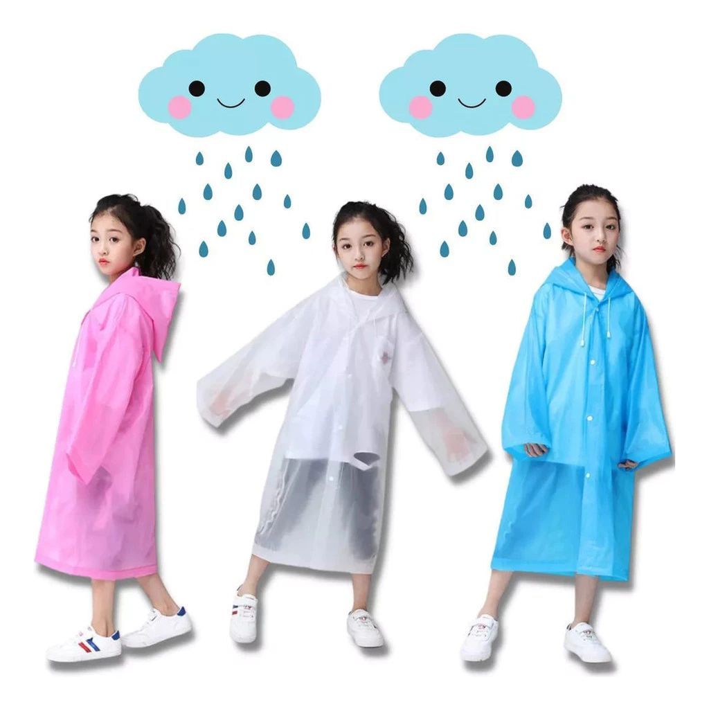Capa de Chuva Transparente Infantil Com Capuz para Unissex Meninos e Meninas Qualidade Premium