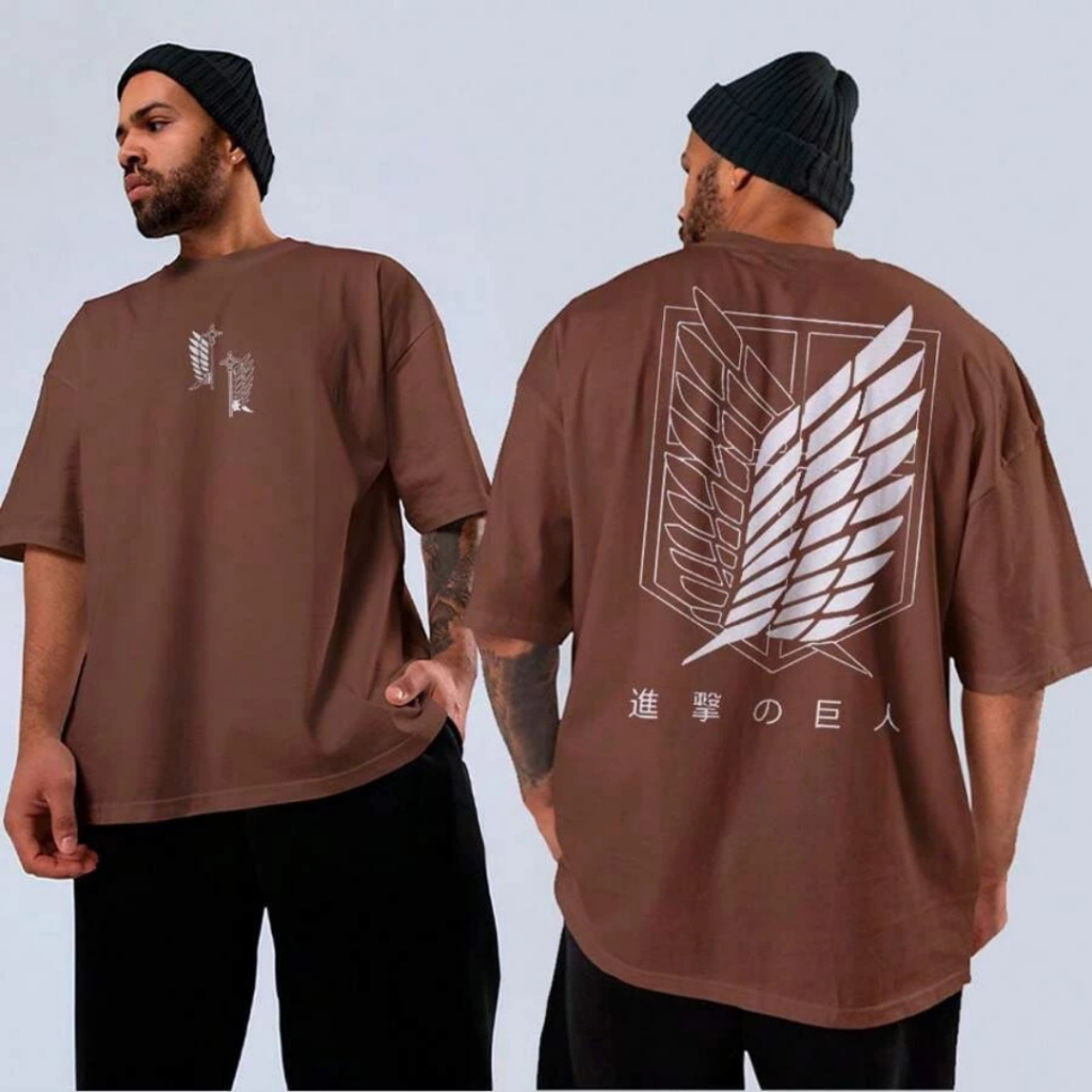 Camiseta Oversized Attack On Titan Anime Camisa 100% Algodão Estampada