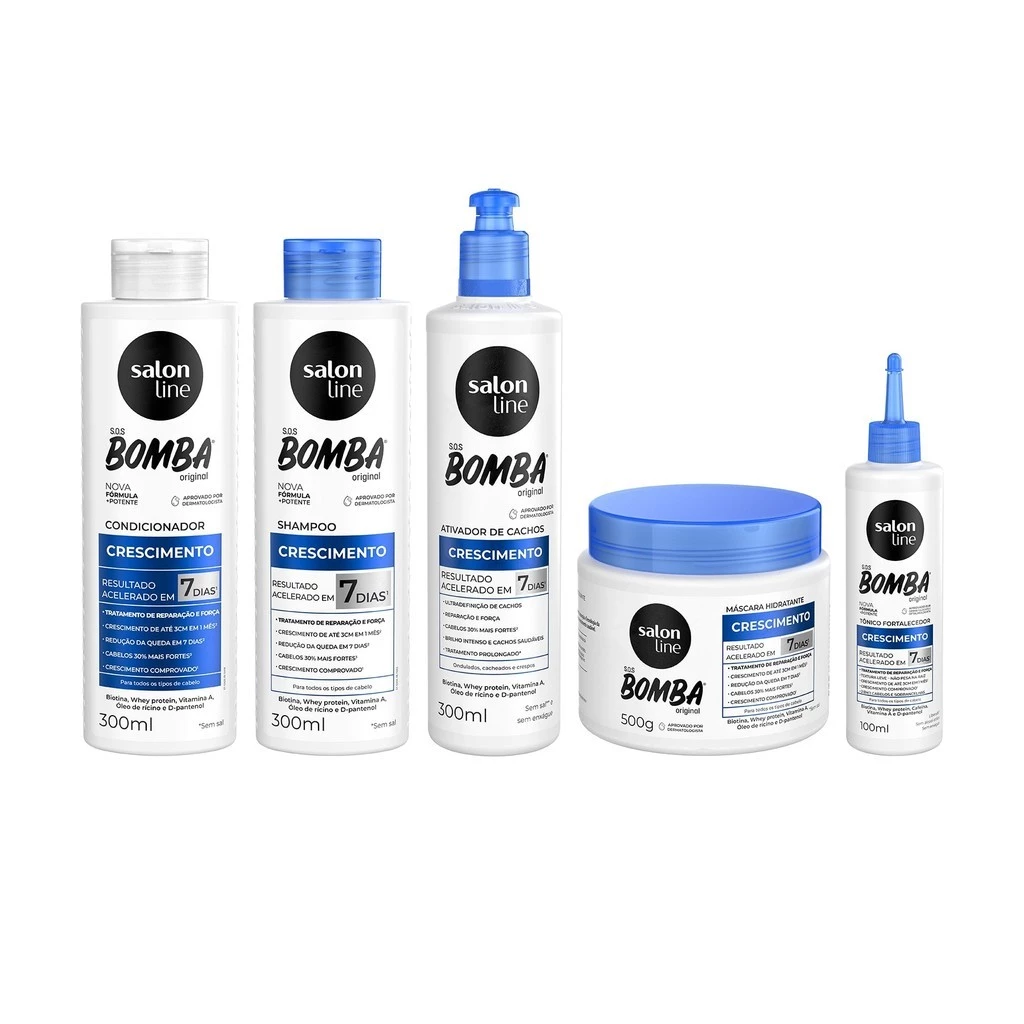 Kit Crescimento SOS Bomba Original Ativador de Cachos e Tônico Salon Line — imagem 1
