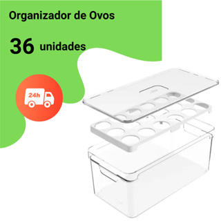 Organizador Porta Ovos Com Cesto e Tampa para 36 Unidades Geladeira Clear Fresh Ou em Oferta na Shopee