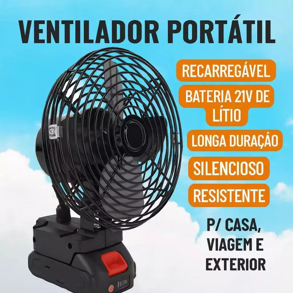 Ventilador portátil com bateria recarregável - 48V