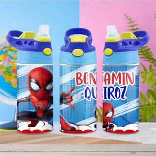 Squeeze Infantil Personalizado com nome bico retrátil de silicone 500ml - Homem Aranha em Oferta na Shopee