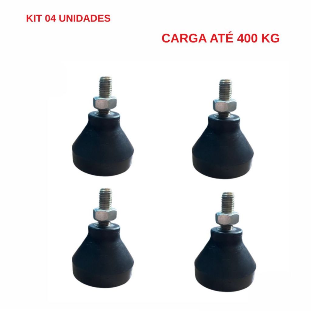 Kit 4 Nivelador Amortecedor Pé Sapata Vibração Máquina Industrial Esteira Gondola Carga 400