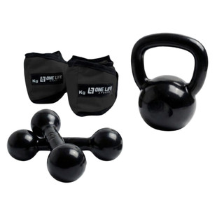 Kit | Caneleira 3kg Par Halter 3kg Kettlebell 4kg | One Life Sports® – Fitness