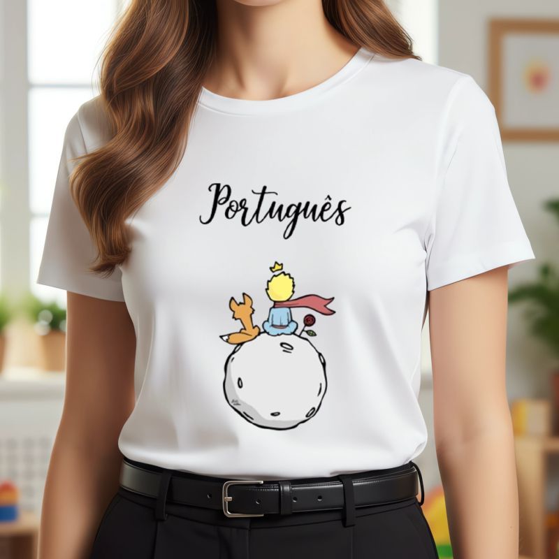 Camiseta, tshirt, PORTUGUÊS, Pequeno principe, escola, educação, professora, educação infantil, aula, moda, plus size