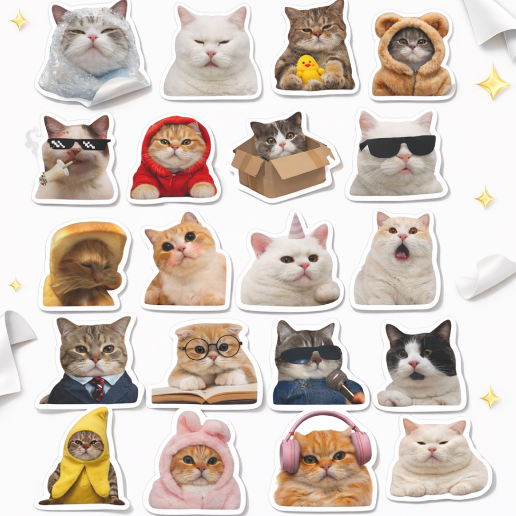 480/240 Pçs Adesivo Engraçado Bonito Animais De Estimação Gatinho MEME de Gato