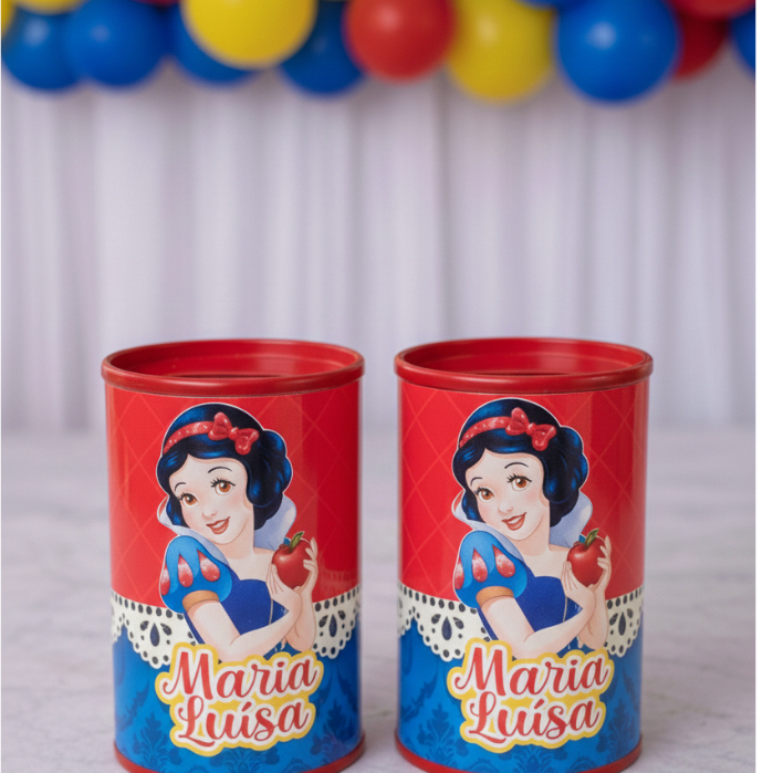 ADESIVO de Cofrinho Personalizado BRANCA DE NEVE/FAZEMOS TODOS OS TEMAS