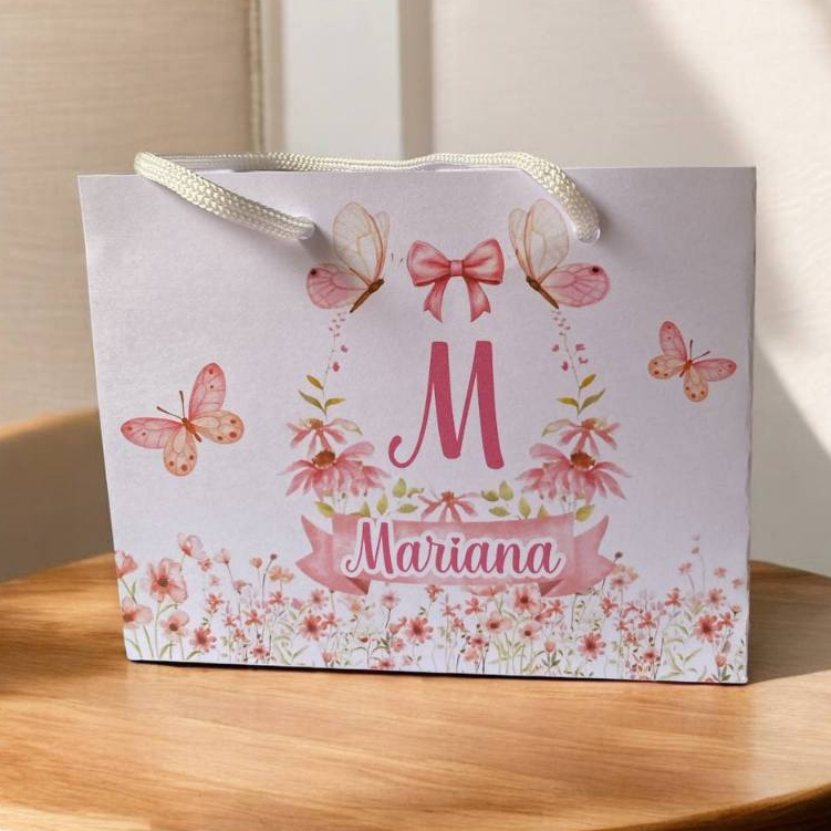 Sacolinha Personalizada Jardim das Borboletas | Mimos | Lembrancinhas Jardim das Borboletas