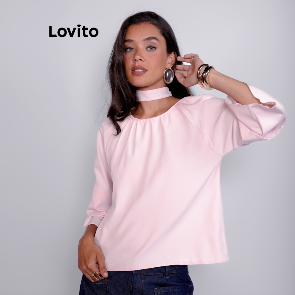 Lovito Bata Elegante Feminina Babados Moda Boho Na Manga BRBLB398BRL427