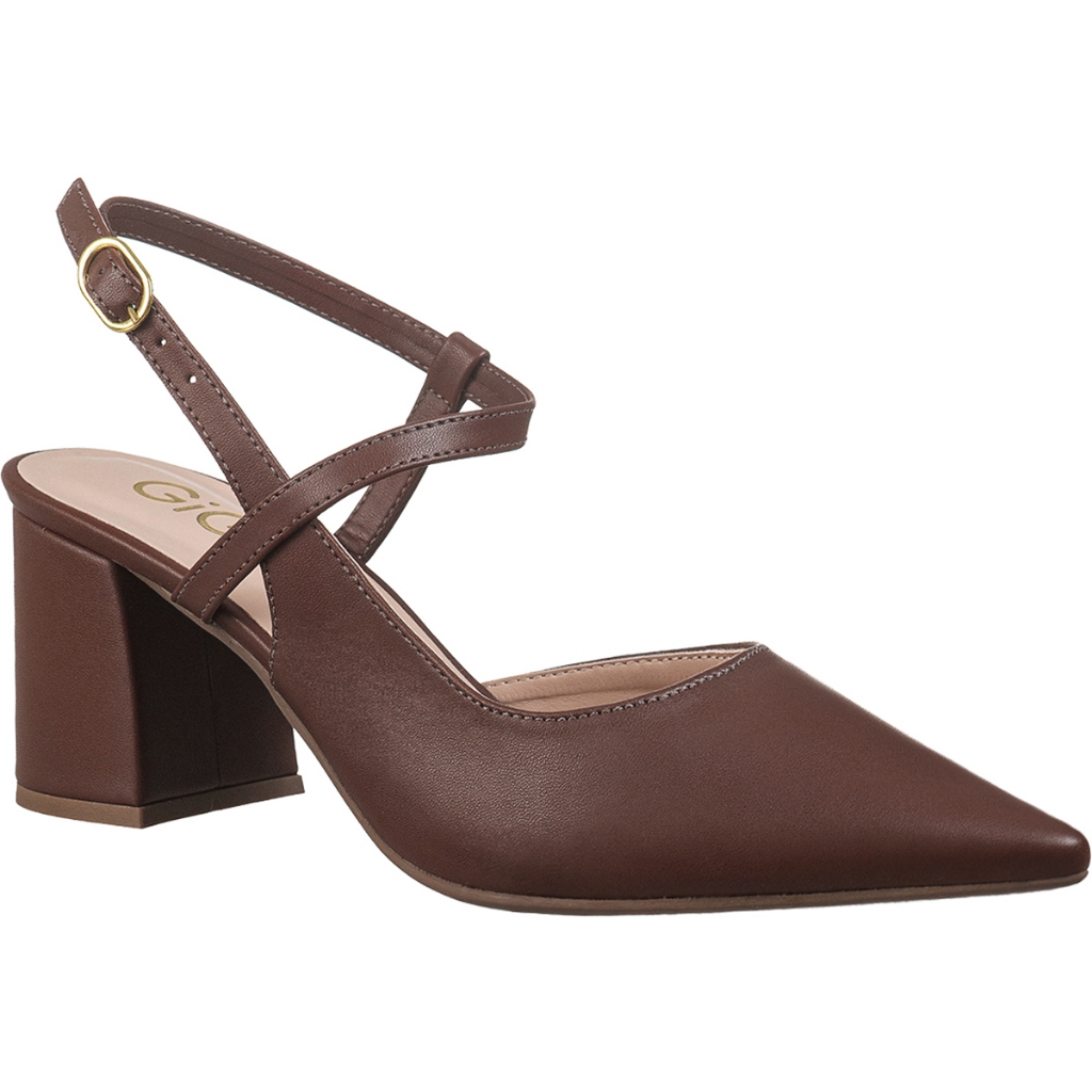 Scarpin Feminino Slingback Bico Fino Salto Médio Tiras Fivela Lateral Elegante Safira GiGiL em Oferta na Shopee