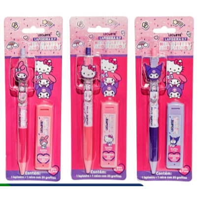 Lapiseira  fofa 0,7mm, hello kit, melody, com estojo vem 20 grafites.Volta às aulas. em Oferta na Shopee