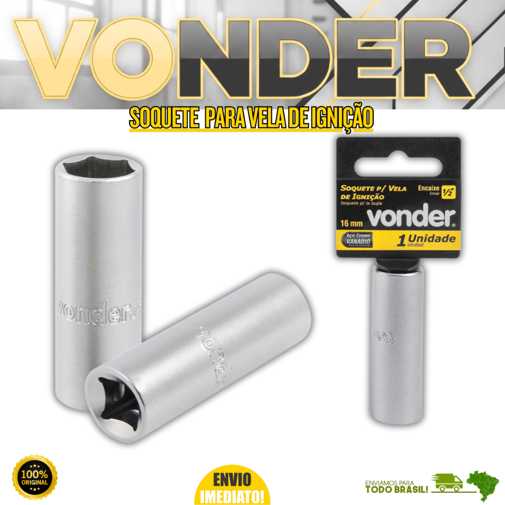 Soquete para Vela de Ignição 16 mm Encaixe 1/2" Premium Oferta Resistente Veículos Leves e Médios