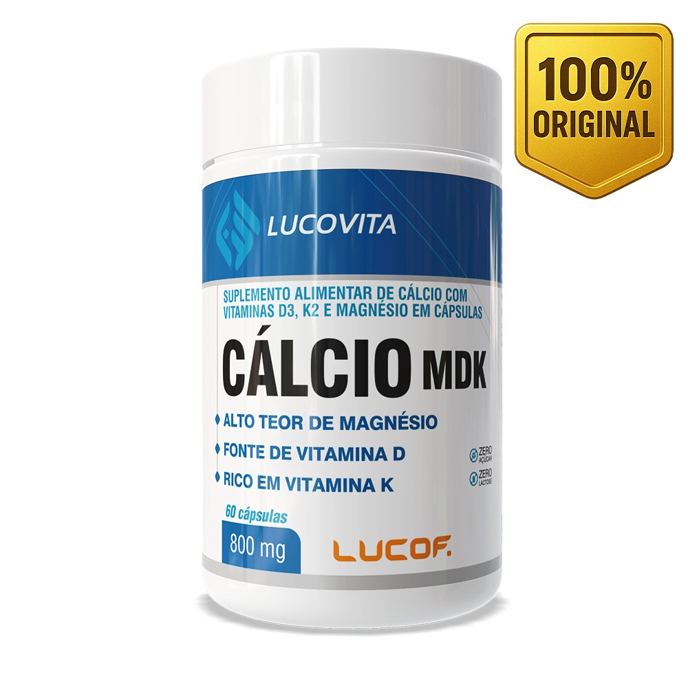 Calcio MDF - Suplemento alimentar de cálcio com vitaminas D3 + K2 + Magnésio - 60 cápsulas