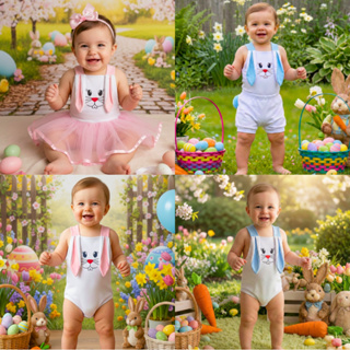 Jardineira Bebê Páscoa/Kit 3 Peças/Kit 2 Peças/Temático - Mesversário em Oferta na Shopee