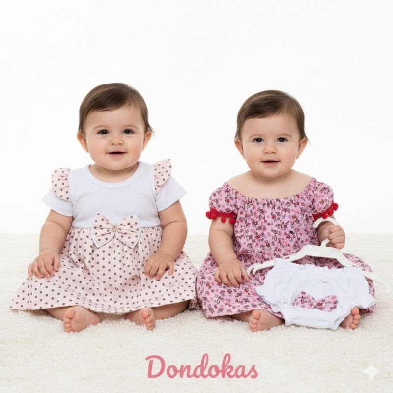 Kit 2 Vestido Bebê e Calcinha Vestido Infantil Roupa de Bebe