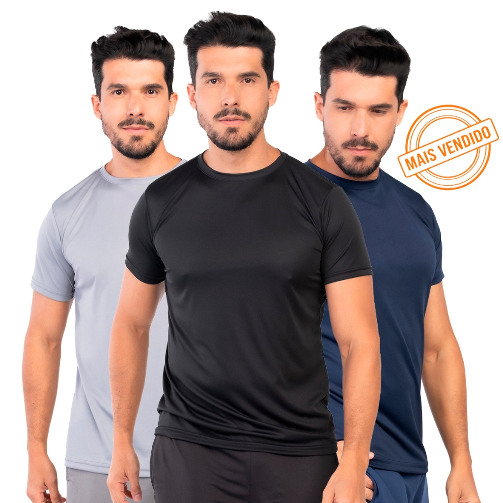 Kit Camiseta Fitness Masculina Secagem Rápida para Corrida Academia LVF2-A em Oferta na Shopee