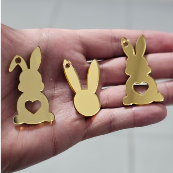 Kit Tag Pascoa Enfeite Acrílico Espelhado Dourado Feliz Pascoa em Oferta na Shopee