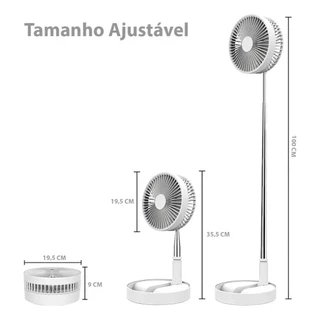 Ventilador Portátil Dobrável 4 Velocidades Recarregável USB Retrátil Mesa Coluna Forte Silencioso