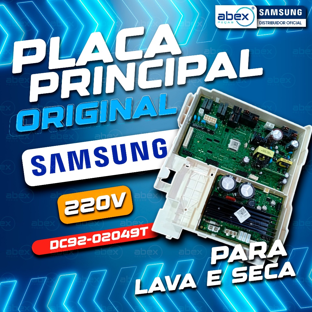 Placa Principal Para Lava E Seca Samsung WD11A4453BWFAZ WD11A4453BXFAZ DC92-02049T 220V Original