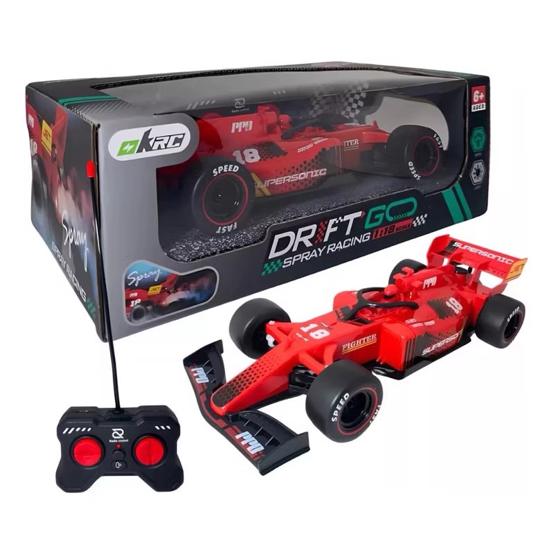 Carrinho de Controle Remoto F1 Recarregável De Drift Com Fumaça e Luz LED Carro de Alta Velocidade para Crianças