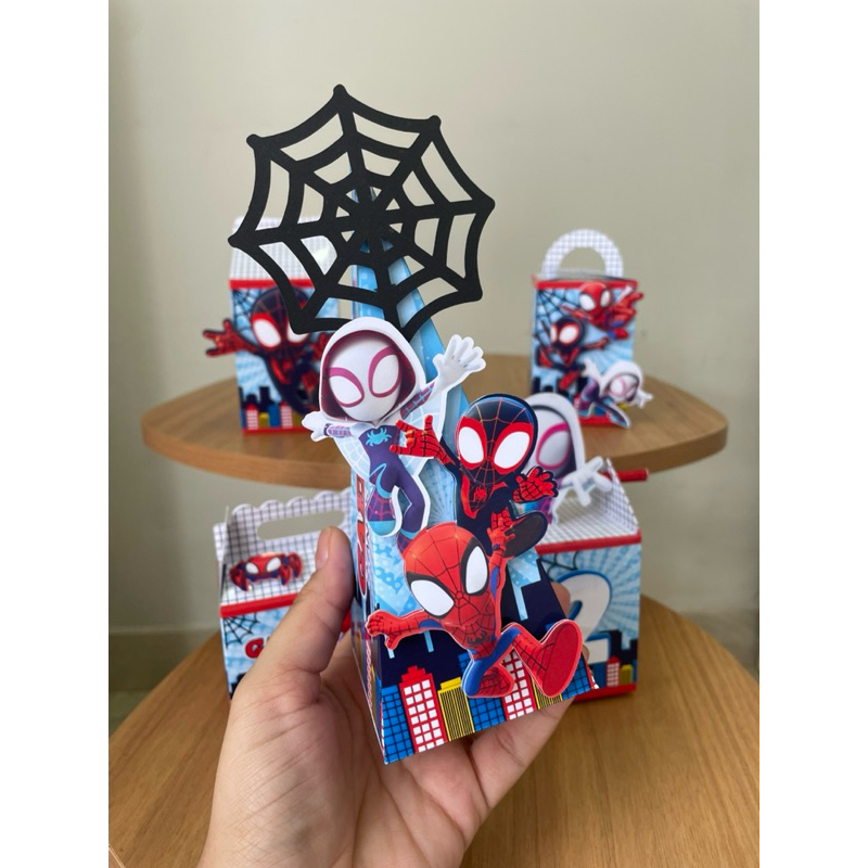 Kit Caixinhas Spidey e Seus Amigos Espetaculares - Personalizados Homem Aranha Preto - Spiderman