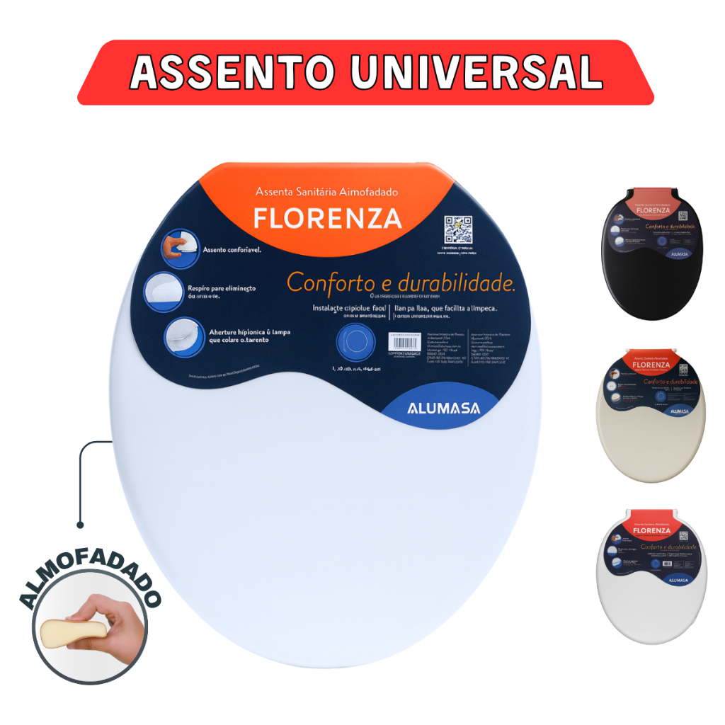 Assento Almofadado Universal Tampa Vaso Qualidade Florenza Soft Oval Celite Tigre Astra Deca Logasa Icasa Incepa Alumasa em Oferta na Shopee