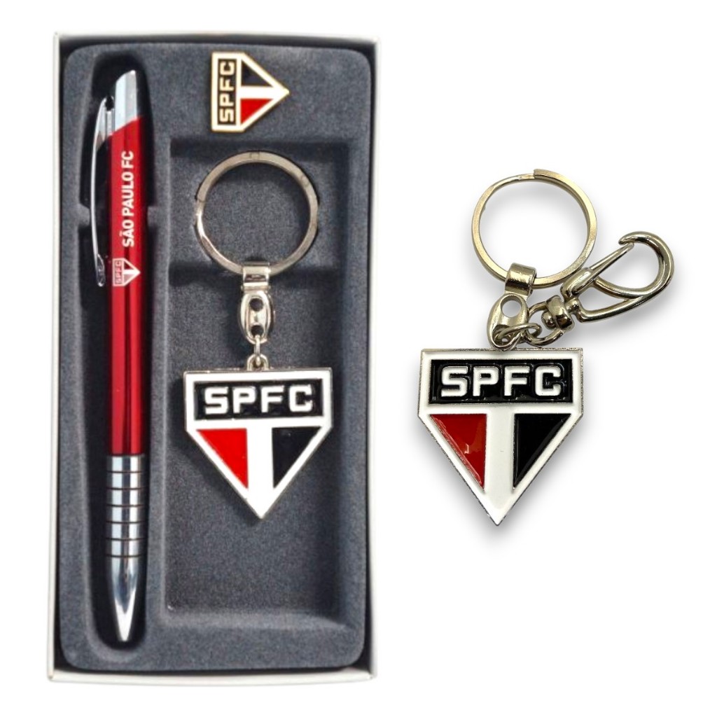 KIT BOTON , CHAVEIRO ESCUDO E CANETA OFICIAL - SÃO PAULO em Oferta na Shopee