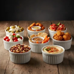 Kit 50 Ramekin Plástico 50ml Branco Resistente MOLHOS SOBREMESA PETISCO