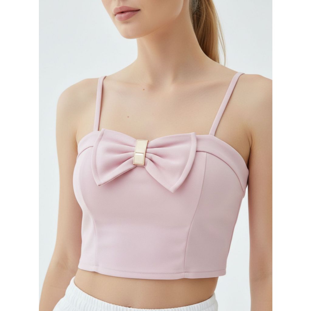 Blusa Cropped Feminina Laço Frontal Moda Gringa Verão