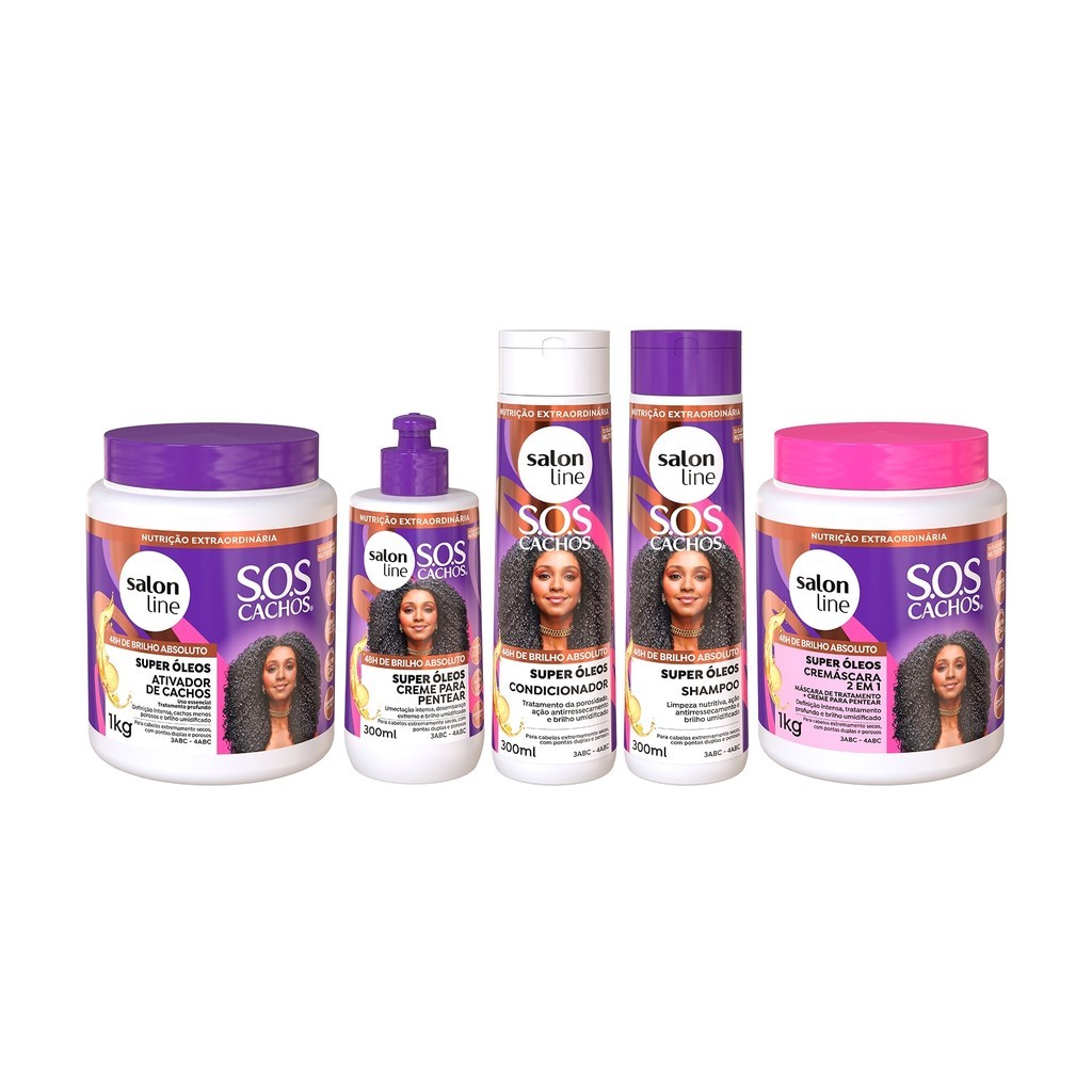 Kit completo SOS Cachos Super Óleos Salon Line em Oferta na Shopee