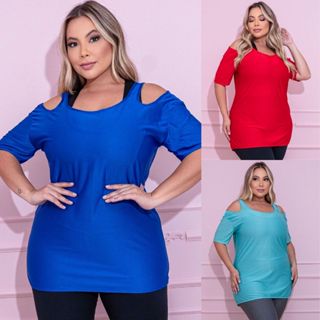 Blusa Camiseta Feminina Plus Size Tecido Seca Rápido Furadinho Fitness Academia e Ginástica em Oferta na Shopee