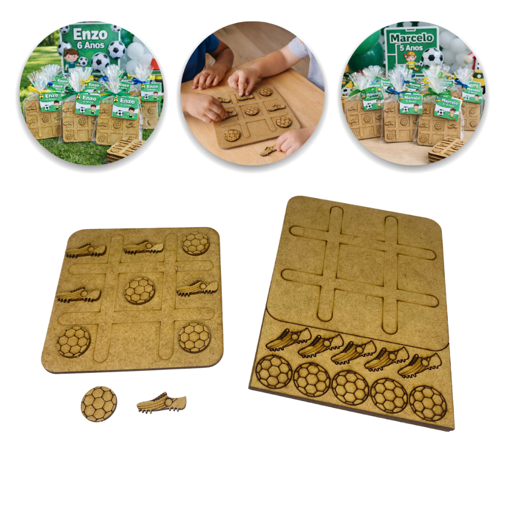 Kit 30 Jogos da Velha Futebol Chuteira Bola em MDF 3mm com Tabuleiro lembrancinha presente brinquedo em Oferta na Shopee
