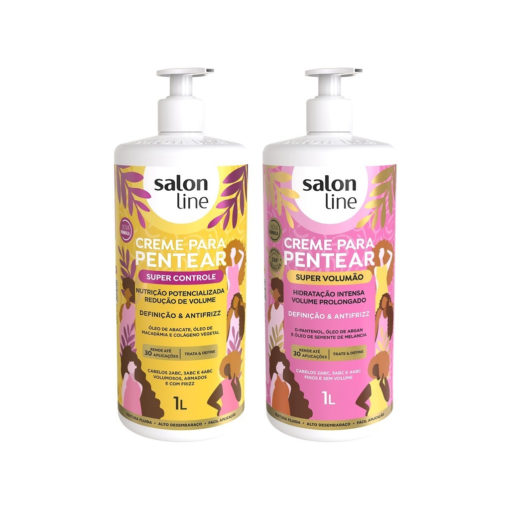 Kit Volume e Controle dos Fios com Creme para Pentear Salon Line em Oferta na Shopee