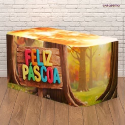 Capa de Mesa Decoração Páscoa Infantil Forro Em Tecido Veste Fácil Sublimado