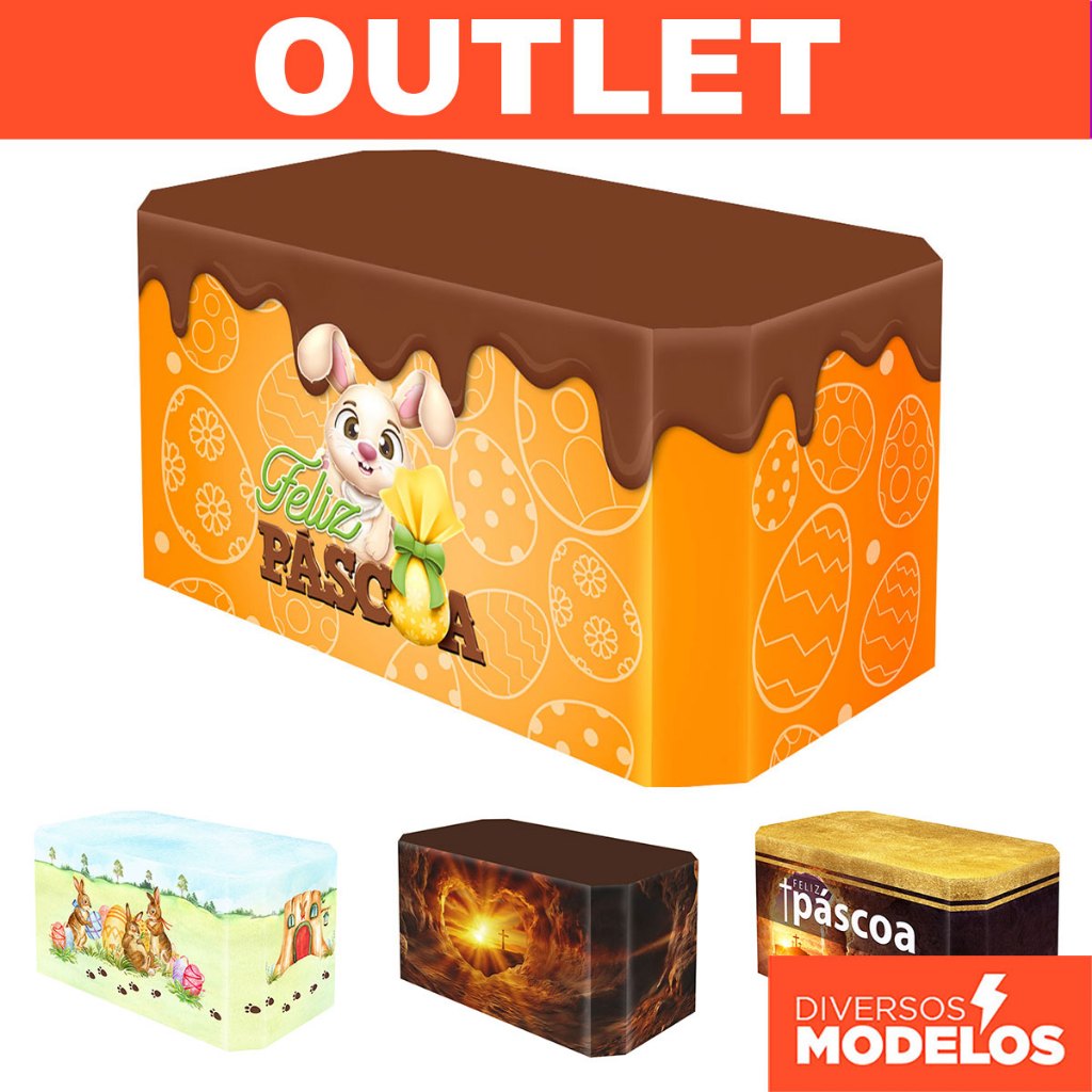 Capa de Mesa Páscoa Decoração de Festa Sublimado Em Tecido Forro Veste Fácil - OUTLET
