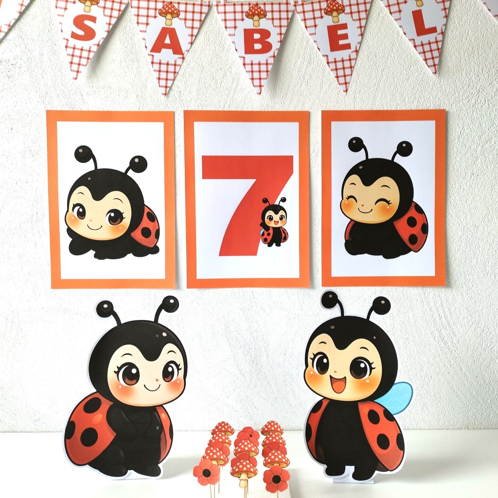 Joaninha kit festa só um bolinho decoração infantil mimo lembrancinha personalizado para mesversário e aniversário 01