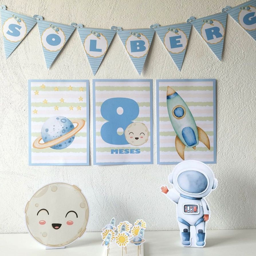 Kit festa Astronauta 1, Decoração infantil só um bolinho mimo personalizado para aniversário e mêsversário