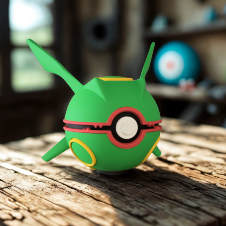 Pokebola Rayquaza ou Mega Rayquaza – Impressão 3D • Colecionável • PLA Biodegradável • Alta Qualidade - Pokemon