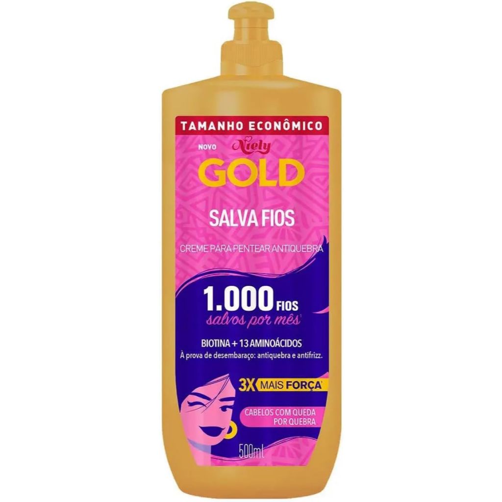 Niely Gold Creme Para Pentear Salva Fios - 500ml em Oferta na Shopee