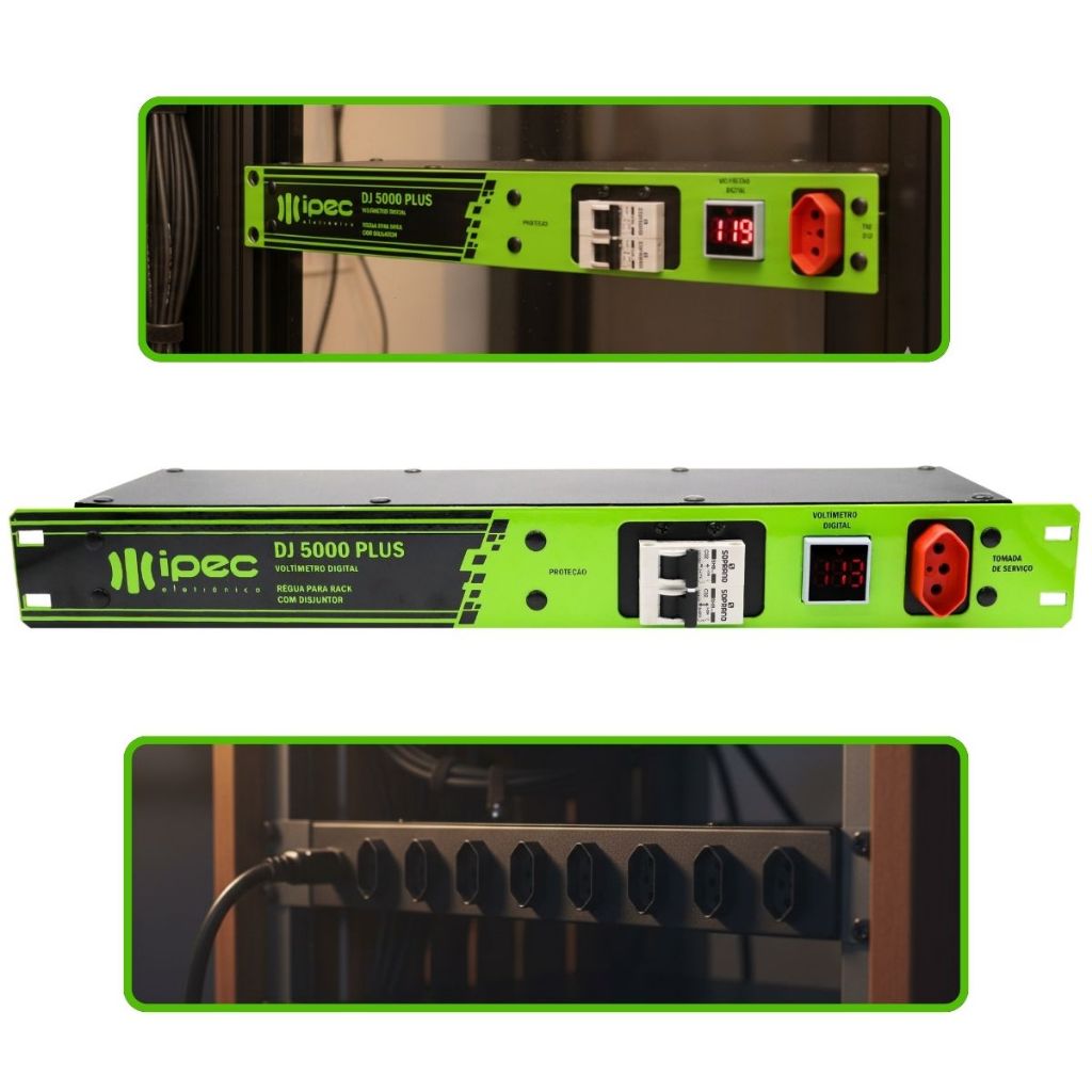 REGUA PARA RACK DISJUNTOR BIPOLAR DJ5000 PLUS - IPEC