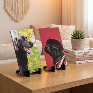 02 Quadros de mesa PET Personalizado Tamanho 10x15cm - COM SUPORTE INCLUSO em Oferta na Shopee