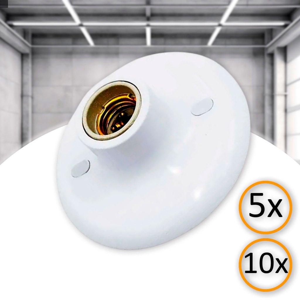Kit 5un 10un Plafon Plafonier Soquete de Porcelana E27 100w Branco OPL