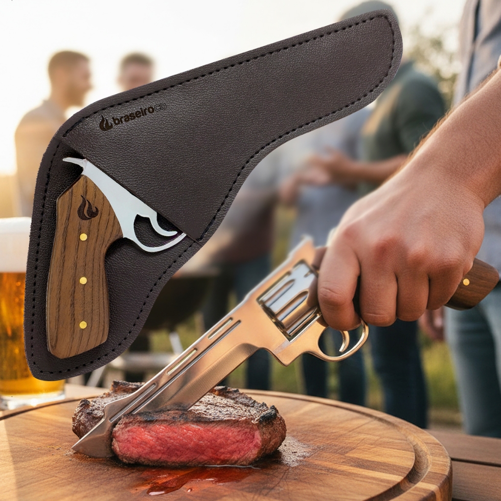 Faca Artesanal para Churrasco estilo Revolver Braseiro CO Anti ferrugem