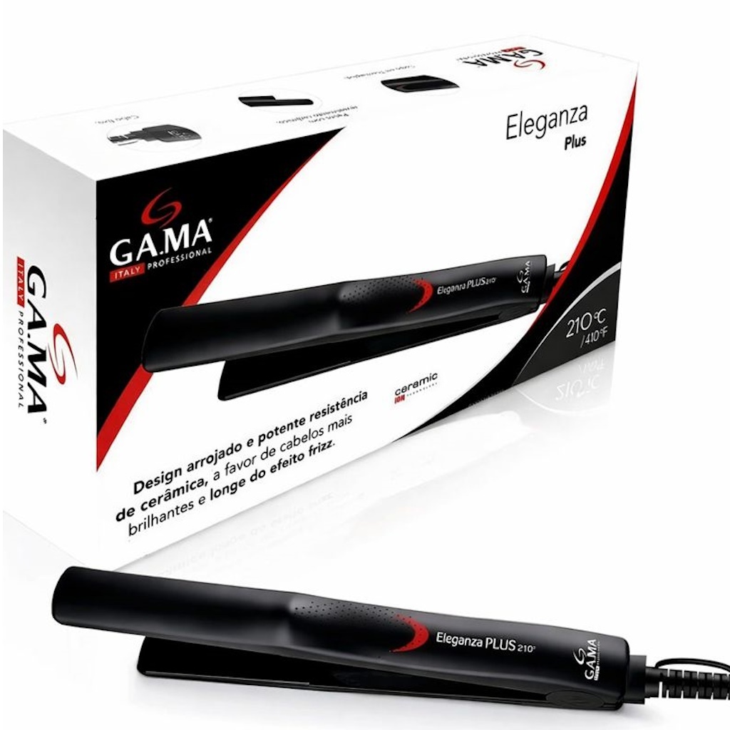 Prancha De Cabelos Gama Italy Preta Cerâmica Ions 410°f Chapinha Bivolt Automatico
