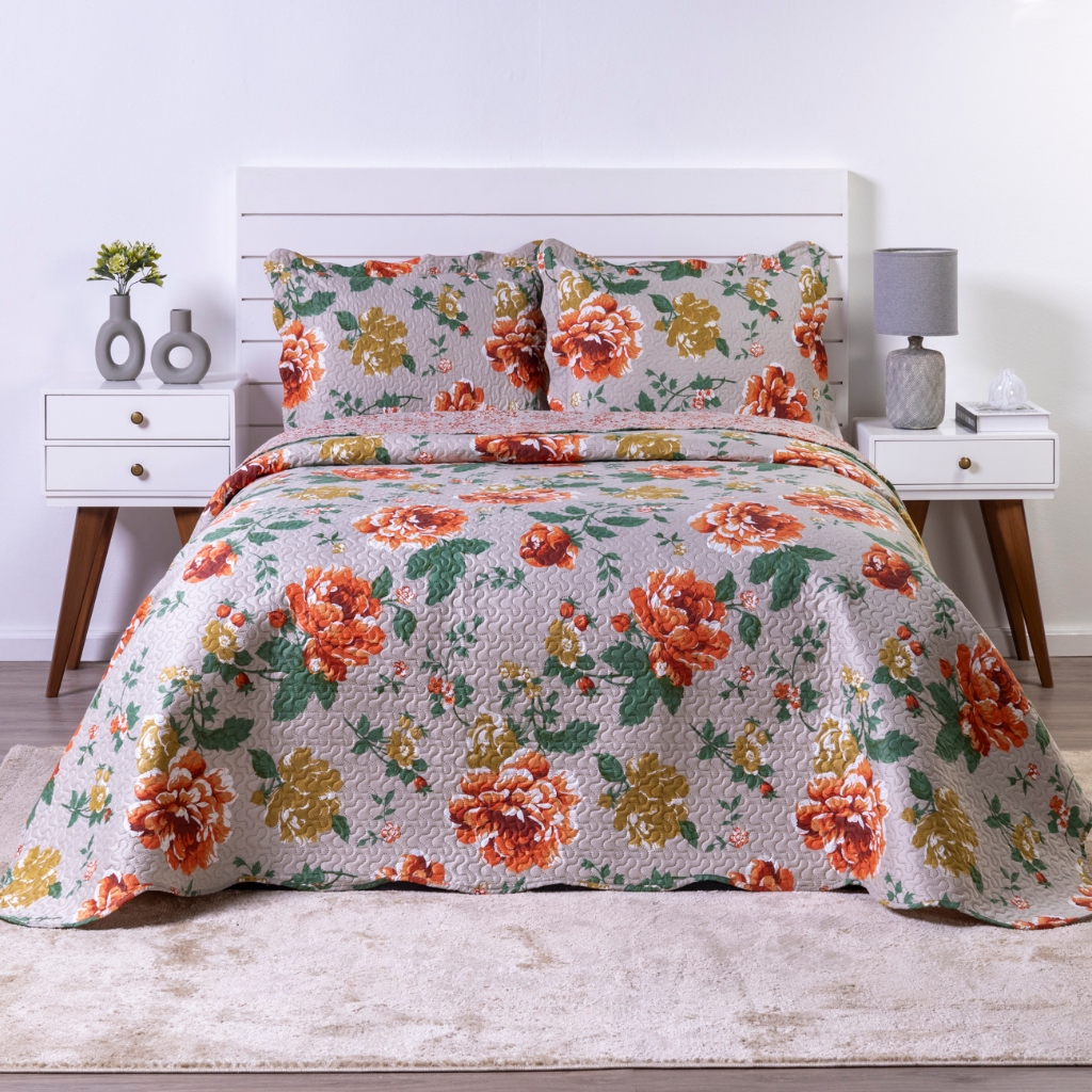 Kit Colcha Cobre Leito Boutis Ultrasonic de Dupla Face 3 Peças Incluso Porta Travesseiro em Oferta na Shopee