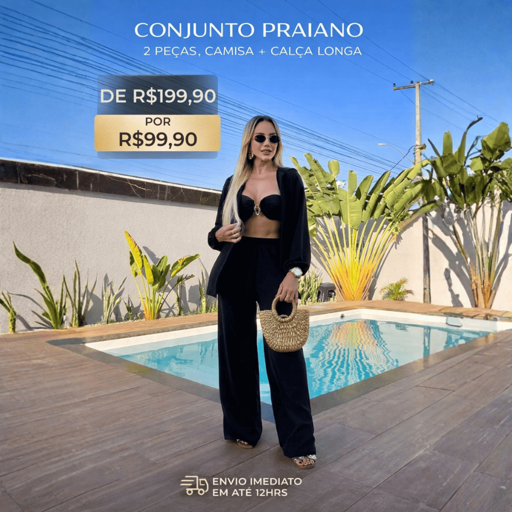 Conjunto Praia 2 Peças Camisa Com Calca Pantalona Crepe  Tecido Não Amassa em Oferta na Shopee