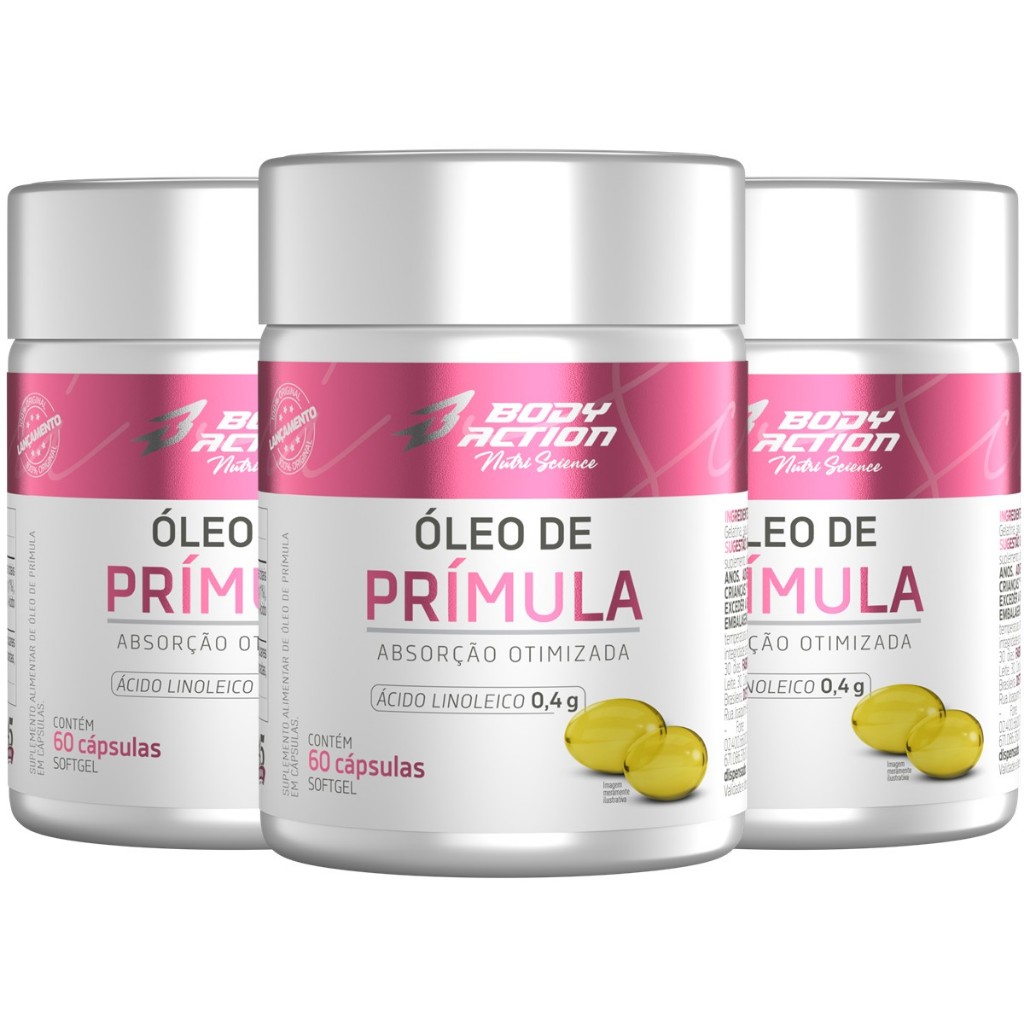 Kit 3x Óleo De Prímula Total 180 Caps - 3 Meses Bodyaction em Oferta na Shopee
