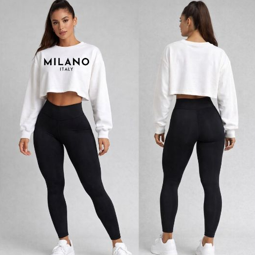 Moletom Cropped Feminino Flanelado Manga Longa para Inverno Confortável Casual Moderno Moda Academia em Oferta na Shopee